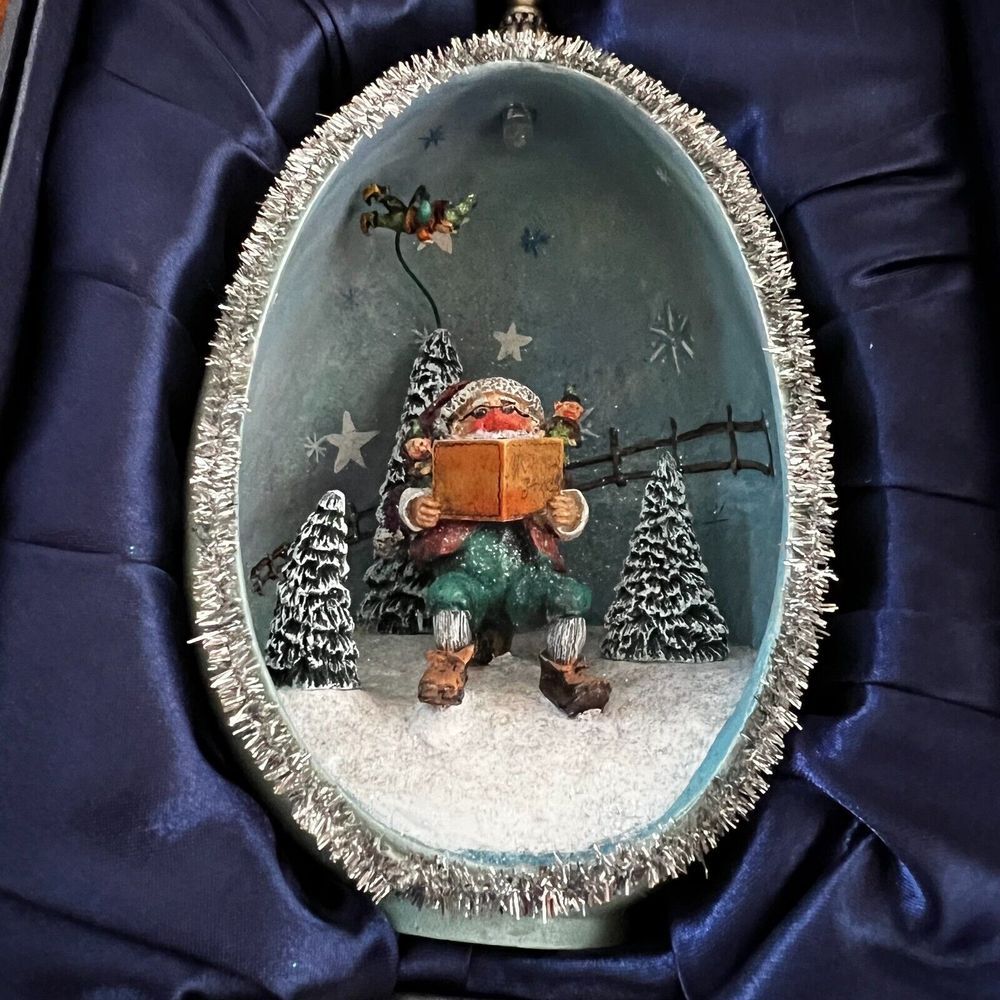Silvestri Figments By Bobbi T. Lighted Christmas Egg On‎ Pedestal Santa